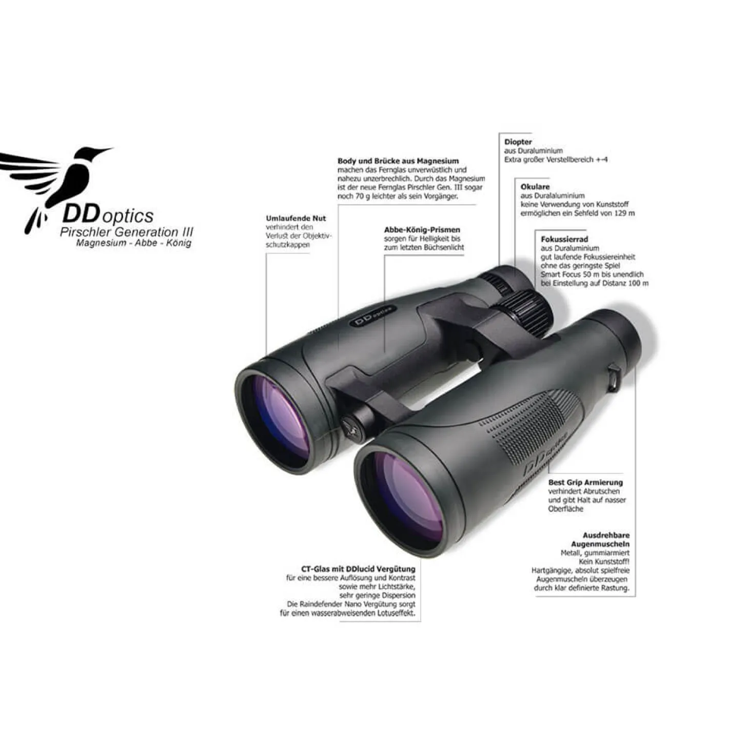 DDoptics Fernglas Pirschler 8x56 Gen. 3 (Braun)
