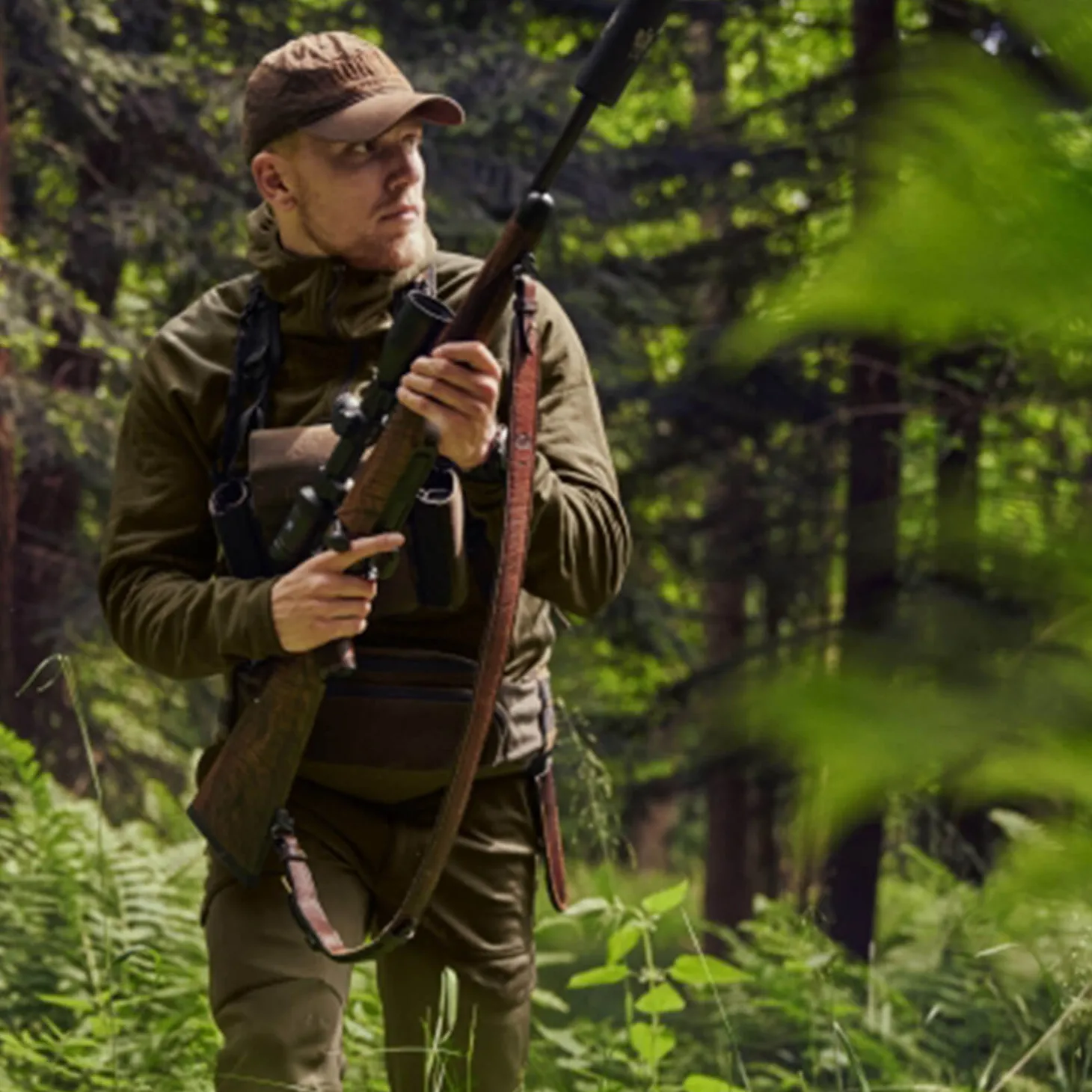 Härkila Fleece-Hoodie Deer Stalker (Grün/Braun)