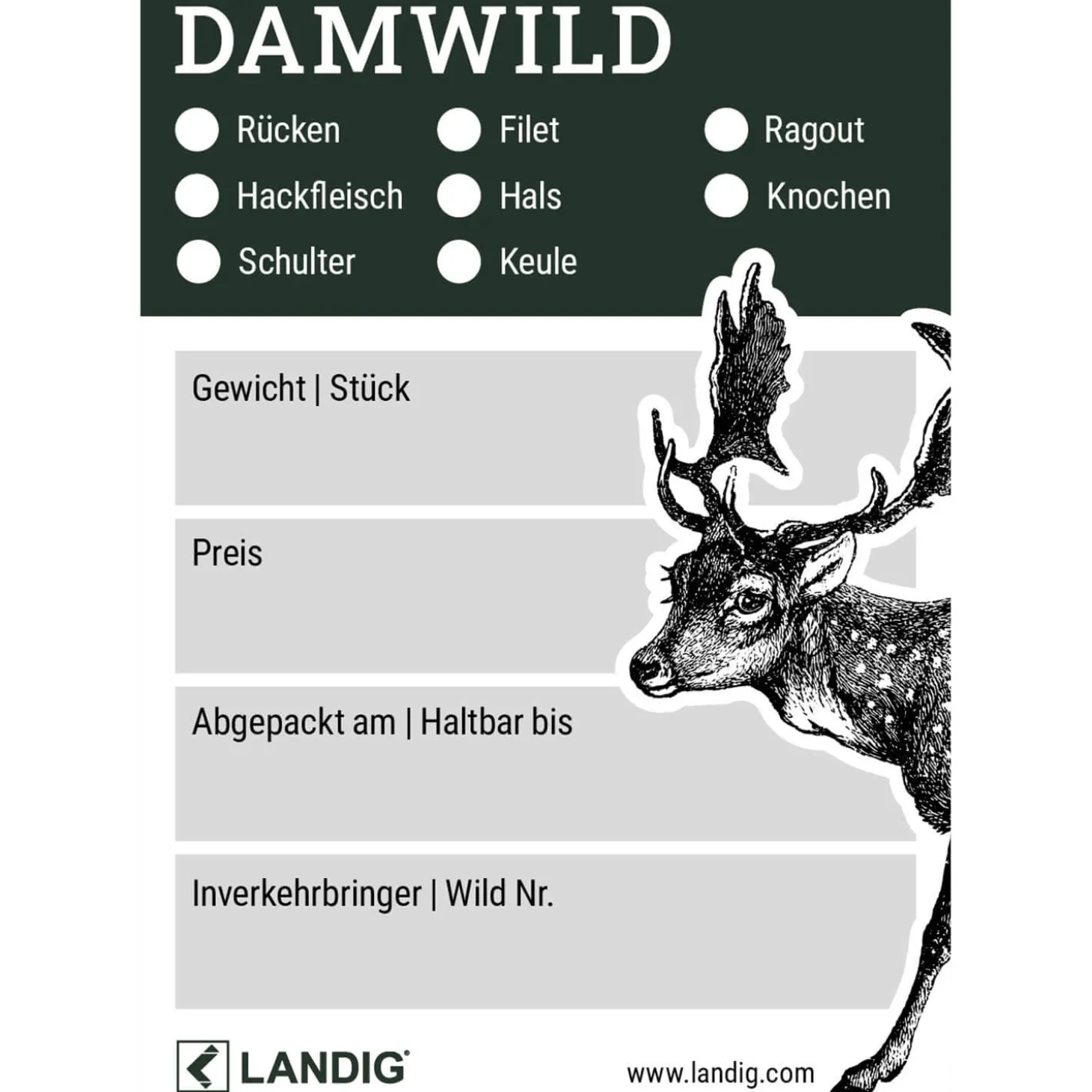 Landig Jagdetiketten Damwild