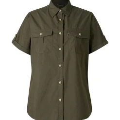 Pinewood Damen-Kurzarmhemd Safari (Moos Green)