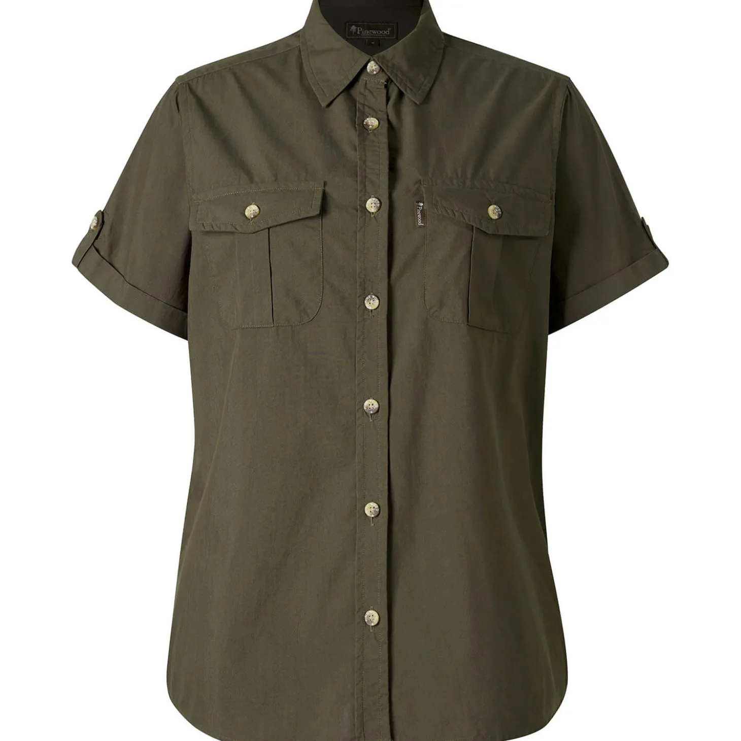 Pinewood Damen-Kurzarmhemd Safari (Moos Green)